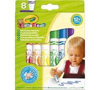 Crayola – Kit de 8 feutres lavables – Pointe arrondie et épaisse – Différentes couleurs – 12 mois+