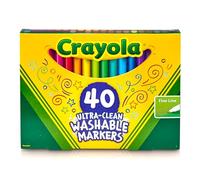 CRAYOLA Lot de 40 marqueurs lavables ultra propres pour l'école - Marqueurs colorés pour enfants, fournitures artistiques de livre de coloriage, fournitures de rentrée scolaire pour enseignants