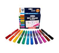 Crayola Low Odor Dry Erase Markers, Chisel Tip, Assorted Colors, 12Count