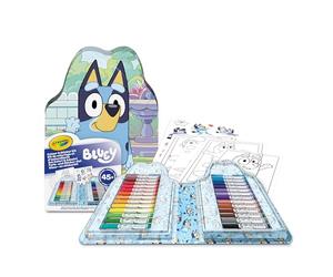 CRAYOLA - Mallette de Couleurs et Autocollants Bluey, Jeu de Feutres, Pages à Colorier, Autocollants, 45 pièces, Cadeau Créatif pour Enfants, à partir de 5 Ans, 04-0784