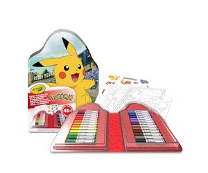 Crayola - Mallette de Couleurs et d'Autocollants Pokémon, Jeu de Feutres | 20 pages, 1 feuille d'autocollants, 26 feutres, Kit complet pour les petits artistes, Parfait pour l'art en mouvement