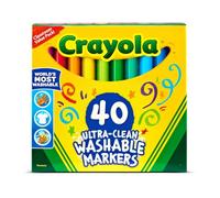 Crayola Marqueurs à large ligne, lavables, ultra propres, 40 couleurs classiques Crayola outils d'art non toxiques pour enfants et tout-petits, grande variété de couleurs vives audacieuses, parfaits pour les salles de classe