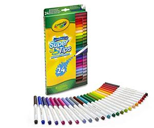 Crayola Marqueurs Lavables SuperTips, 24 Couleurs Uniques, Feutres à Pointe | 24 feutres, Devenez la reine ou le roi du coloriage, Choisissez votre couleur préférée, Une pointe conique pratique