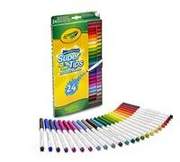 CRAYOLA Marqueurs Lavables SuperTips - 24 Couleurs Uniques - Feutres à Pointe Moyenne pour Coloriage, Dessin, Lettrage e Écriture - Encre Ultra-Lavable sur Peau et Vêtements - Activité Créative, 7551
