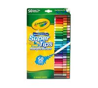 Crayola Marqueurs lavables SuperTips 50 couleurs Pointe moyenne Encre lavable 7555
