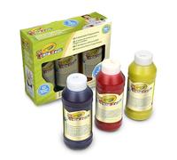 CRAYOLA - Mini Kids, 3 Gouaches pour peindre avec les doigts Lavables, Flacons de 236 ml, Couleurs primaires : bleu, jaune, rouge, âge 36 Mois et plus