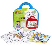 Crayola Tapis Colore et Recolore - Pochette transportable, 4 crayons de cire, 12 autocollants