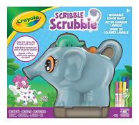 CRAYOLA Scribble Scrubbie Color Blast, Elephant Aerographe avec 6 Feutres Lavables, Jeu Creatif Colorie Lave et Recommence, 3+