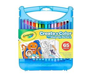 Crayola - Set Mallette Feutres lavables SuperTips, 65 pièces, dès 4 Ans | 65 pièces, 25 feutres, 20 pages, Kit de création, Tout en ordre, Place à l'imagination, dès 4 ans