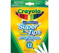 Crayola – Feutres Super Tips 7509 – Pointe moyenne, lavables, lot de 12, couleurs assorties