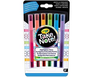 Crayola - Take note! 6ct Dual Ended Highlighter Pens - - 256503.024