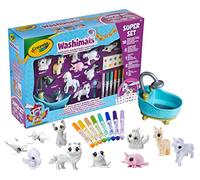 Crayola - Washimals, Super Set avec Autocollants, dès 3 Ans | 8 feutres, Super set avec autocollants, D'adorables bébés animaux au pelage velouté à colorier, dès 3 ans
