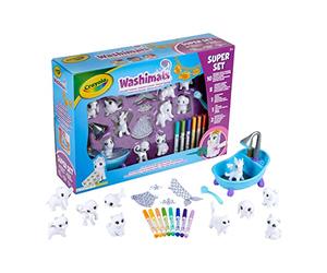 Crayola - Washimals, Super Set XXL Masques et Costumes, dès 3 Ans | Set masques et costumes, D'adorables bébés animaux au pelage velouté à colorier, dès 3 ans