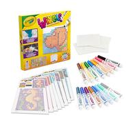 CRAYOLA Wixels, Touche pour colorier, Lave et Réutilise, 8 Motifs, 16 Feutres Ultra Lavables pointe large, Pixel Art
