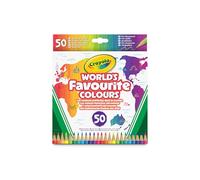 Crayola World's Favourite Colours - 50 Crayons de Couleur Préférés du Monde, Application Douce et Mines Résistantes, Matériel Artistique pour Enfants dès 3 Ans et Adultes