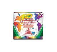 Crayola World's Favourite Colours, 64 Crayons de Couleur Préférés du Monde | 64 crayons, 64 crayons brillants et ultra doux, Taille-crayon intégré dans la boîte, Fini les interruptions au moment créatif