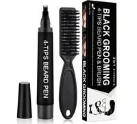 Crayon à Barbe Home, Stylo à Barbe Planche à Pointe de Micro, Kit De Estilo De Remplissage, avec Brosse, Beard Pencil Filler for Men Beard, Moustache, Eyebrows (Noir)