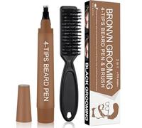 Crayon à Barbe Home, Stylo à Barbe Planche à Pointe de Micro, Kit De Estilo De Remplissage, avec Brosse, Beard Pencil Filler for Men Beard, Moustache, Eyebrows (Marron foncé)