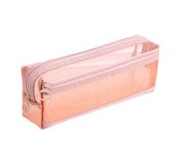 Crayon à crayons de grande capacité Trousse à crayons transparente à double couche par les organisateurs de stylos Mallette de rangement Voyage Maquillage Sac de poche Voir à travers, rouge