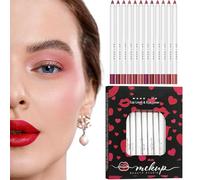Crayon à lèvres, crayon à lèvres de maquillage,Crayon à lèvres taille-crayon, lot de 12 - Crayon à lèvres mat longue durée, naturel, nu, imperméable, Labial pour femmes