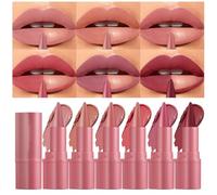 Crayon à lèvres et rouge à lèvres 2-en-1, lot de 6 crayons à lèvres sculptants mat velours - Teinte intense, longue tenue, texture onctueuse et soyeuse, kit de maquillage pour les lèvres polyvalent