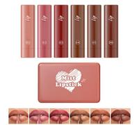 Crayon à lèvres et rouge à lèvres 2-en-1, lot de 6 crayons à lèvres sculptants mat velours - Teinte intense, longue tenue, texture onctueuse et soyeuse, kit de maquillage pour les lèvres polyvalent