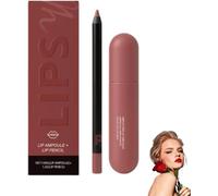 Crayon à Lèvres Et Sérum Repulpant Pour Les Lèvres, Color-Rich Lip Ampoules With Lip Liner, Amplifying Lip Ampoule + Lip Pencil, Creamy, Smudgeable, Lip Duo Set For Women (F)