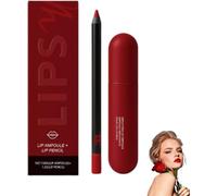 Crayon à Lèvres Et Sérum Repulpant Pour Les Lèvres, Color-Rich Lip Ampoules With Lip Liner, Amplifying Lip Ampoule + Lip Pencil, Creamy, Smudgeable, Lip Duo Set For Women (E)
