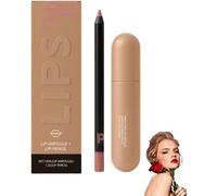 Crayon à Lèvres Et Sérum Repulpant Pour Les Lèvres, Color-Rich Lip Ampoules With Lip Liner, Amplifying Lip Ampoule + Lip Pencil, Creamy, Smudgeable, Lip Duo Set For Women (B)