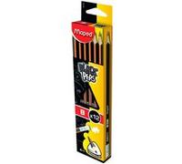 Crayon à papier B Maped Graphite Black'Pep's embout gomme - Boîte de 12 Crayons Graphite G
