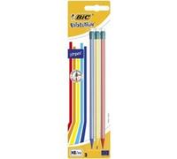 BIC – Crayon à papier Evolution bout gomme rayé HB x3