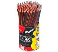 Maped - Crayons Graphite Black’Peps - Crayons à Papier HB Embout Gomme - Ergonomique - Triangulaire - Pot de 72 Crayons Papier HB