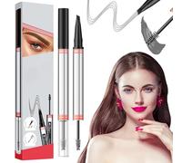Crayon à sourcils 2 en 1 avec gel, stylo Microblading & Brow Pen imperméable - Idéal pour les ombres à paupières et les pinces à cheveux pour femmes, avec 4 pointes fourchettes, 2 en 1, Microblading