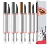 Crayon à sourcils 2 en 1 avec gel, stylo microblading & crayon marron imperméable - Idéal pour les ombres à paupières et pinces à cheveux pour femmes, avec 4 pointes fourchettes, 2 en 1, Microblading