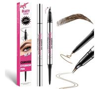 Crayon à sourcils 2 en 1 pour microblading avec pointe micro-fourche à deux dents - Crayon de précision double embout waterproof, Cadeaux de Noël et de Saint-Valentin pour femmes (#03 brun foncé)