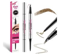 Crayon à sourcils 2 en 1 pour microblading avec pointe micro-fourche à deux dents - Crayon de précision double embout waterproof, Cadeaux de Noël et de Saint-Valentin pour femmes (#02 brun)