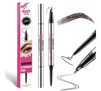 Crayon à sourcils 2 en 1 pour microblading avec pointe micro-fourche à deux dents - Crayon de précision double embout waterproof, Cadeaux de Noël et de Saint-Valentin pour femmes (#04 brun noir)