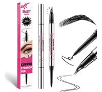 Crayon à sourcils 2 en 1 pour microblading avec pointe micro-fourche à deux dents - Crayon de précision double embout waterproof, Cadeaux de Noël et de Saint-Valentin pour femmes (#05 noir)