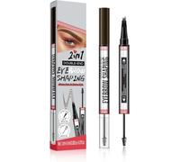 Crayon à sourcils 2-en-1 waterproof double embout avec mine micro-fourche et brosse de précision, résistant à l'eau et aux bavures, pour un maquillage 3D et des traits fins.