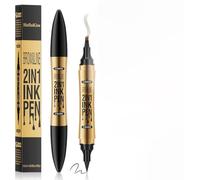 Crayon à sourcils 3D 2 en 1 - Dessin des poils - Imperméable - Microblading avec 4 pointes fourchues et forme naturelle des sourcils (marron foncé)