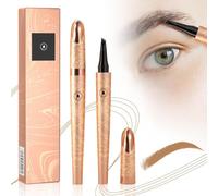 Crayon à sourcils 3D étanche avec 4 pointes fourchues, Imperméable à l'eau Longue Durée Tattoo Brow Crayon d'encre Croquis de Stylo de Sourcil pour le Maquillage Naturel (B# Marron clair)