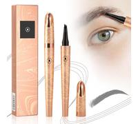 Crayon à sourcils 3D étanche avec 4 pointes fourchues, Imperméable à l'eau Longue Durée Tattoo Brow Crayon d'encre Croquis de Stylo de Sourcil pour le Maquillage Naturel (B# Gris)