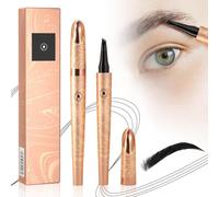 Crayon à sourcils 3D étanche avec 4 pointes fourchues, Imperméable à l'eau Longue Durée Tattoo Brow Crayon d'encre Croquis de Stylo de Sourcil pour le Maquillage Naturel (B# Noir)