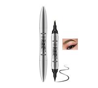 Crayon à Sourcils 3D Imperméable avec 4 Pointes, 2 en 1 Liquide Tatouage Crayon Sourcil avec Eyeliner, Microblading Stylo Sourcil Effet Poil pour Maquillage Naturel (#02 Café Foncé)