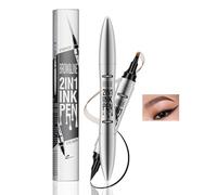 Crayon à Sourcils 3D Imperméable avec 4 Pointes, 2 en 1 Liquide Tatouage Crayon Sourcil avec Eyeliner, Microblading Stylo Sourcil Effet Poil pour Maquillage Naturel (#01 Café léger)