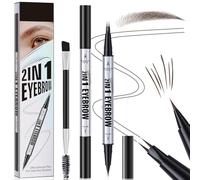 Crayon à Sourcils 3D Imperméable, Magique Crayon Sourcil Microblading avec 2 Pointes Fourchues, Crayon à Sourcils à Double Extrémité 2 en 1, Eyebrow Pencil pour le Maquillage Naturel (Marron)
