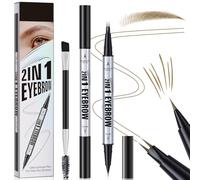 Crayon à Sourcils 3D Imperméable, Magique Crayon Sourcil Microblading avec 2 Pointes Fourchues, Crayon à Sourcils à Double Extrémité 2 en 1, Eyebrow Pencil pour le Maquillage Naturel (Marron Clair)