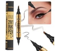 Crayon à sourcils avec Eyeliner aux deux extrémités, crayon à sourcils avec 4 pointes miniatures, crayon à sourcils durable (3 Grey)