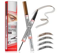 Crayon à sourcils avec Microblading Magic Crayon à sourcils 2 en 1 Double pointe pour femme avec 4 pointes fourchette et peigne à sourcils Brosse à sourcils et cheveux naturels (Marron clair)