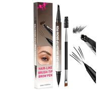 Crayon à sourcils double embout waterproof - Crayon à sourcils longue tenue avec brosse, maquillage sourcils naturel, résistant à l’eau et à la transpiration (Noir & Marron)